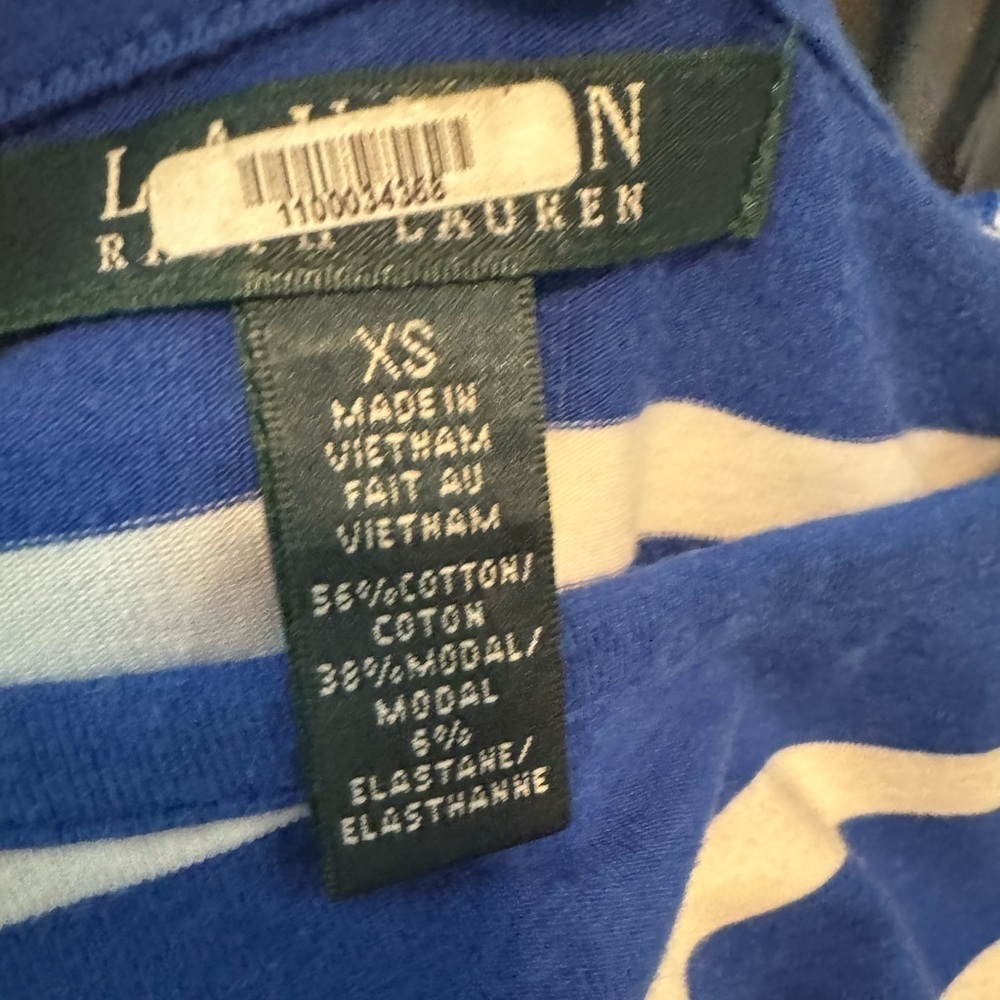 Lauren Ralph Lauren size XS cotton and stretch royal blue and white dress - Picture 7 of 8